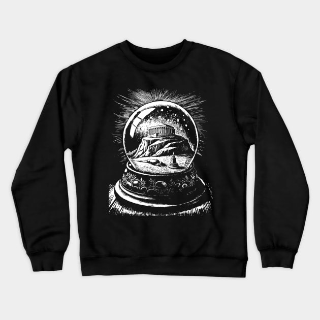 Acropolis in a snow globe art in linear style Crewneck Sweatshirt by Khrystyna27